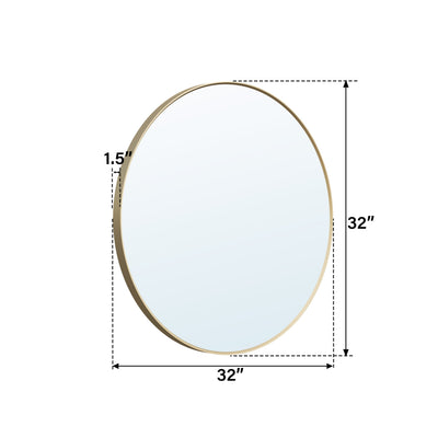 32 in. W x 32 in. H Brushed Gold Modern Bathroom Mirror Round Framed Aluminum Wall Mirror