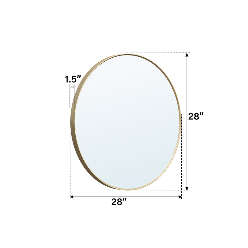 28 in. W x 28 in. H Brushed Gold Modern Bathroom Mirror Round Framed Aluminum Wall Mirror