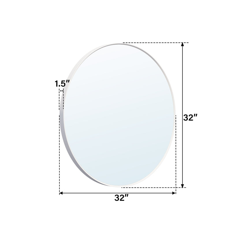 32 in. W x 32 in. H White Modern Bathroom Mirror Round Framed Aluminum Wall Mirror