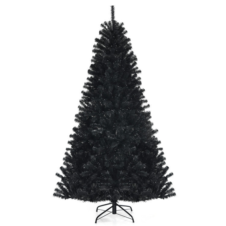 Black Artificial Christmas Halloween Tree with Purple LED Lights