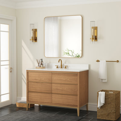 36-in W x 36-in H Brushed Gold Rectangular Framed Bathroom Vanity Mirror