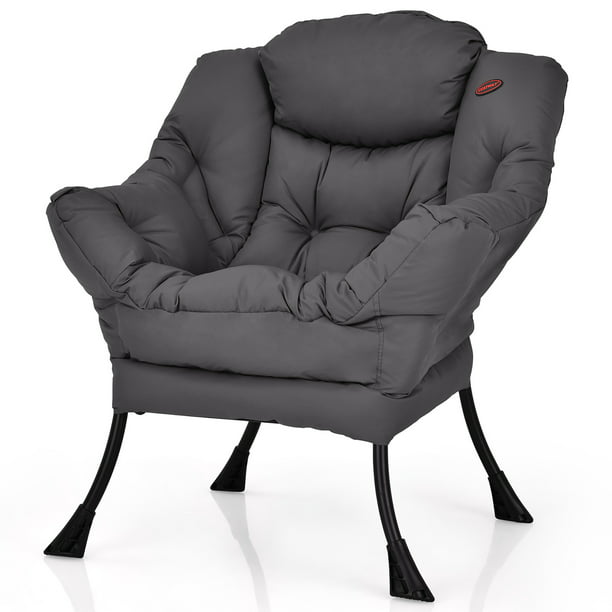 Modern Polyester Fabric Lazy Chair Single Sofa Chair w/ Side Pocket