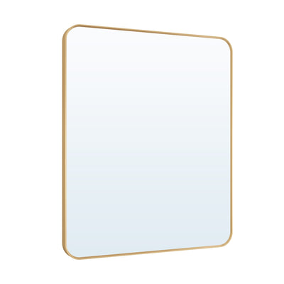 30-in W x 36-in H Brushed Gold Rectangular Framed Bathroom Vanity Mirror