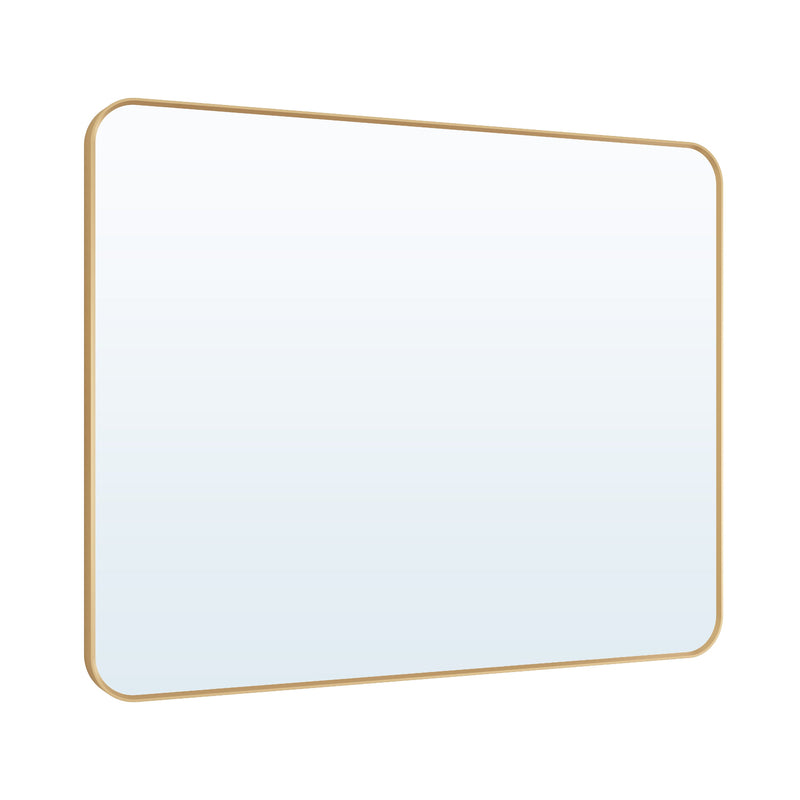 40-in W x 32-in H Brushed Gold Rectangular Framed Bathroom Vanity Mirror