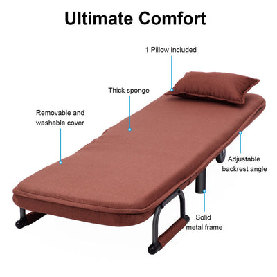 26.5 Inch Convertible Folding Leisure Recliner Sofa Bed