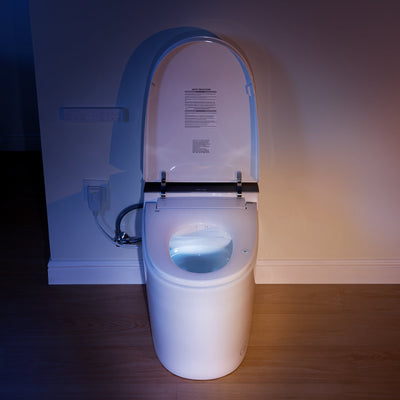 Elongated Smart Bidet Toilet in White with Built-in Tank, Foot Sensor Function, Auto Flush,LED Display