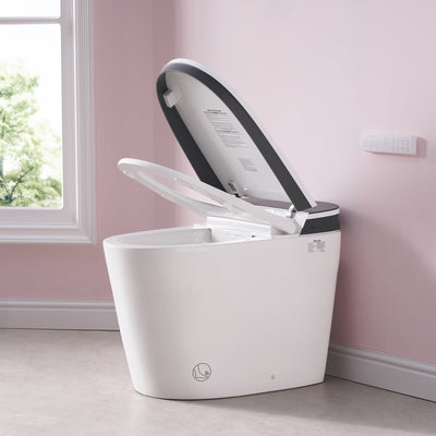 Elongated Smart Bidet Toilet in White with Built-in Tank, Foot Sensor Function, Auto Flush,LED Display