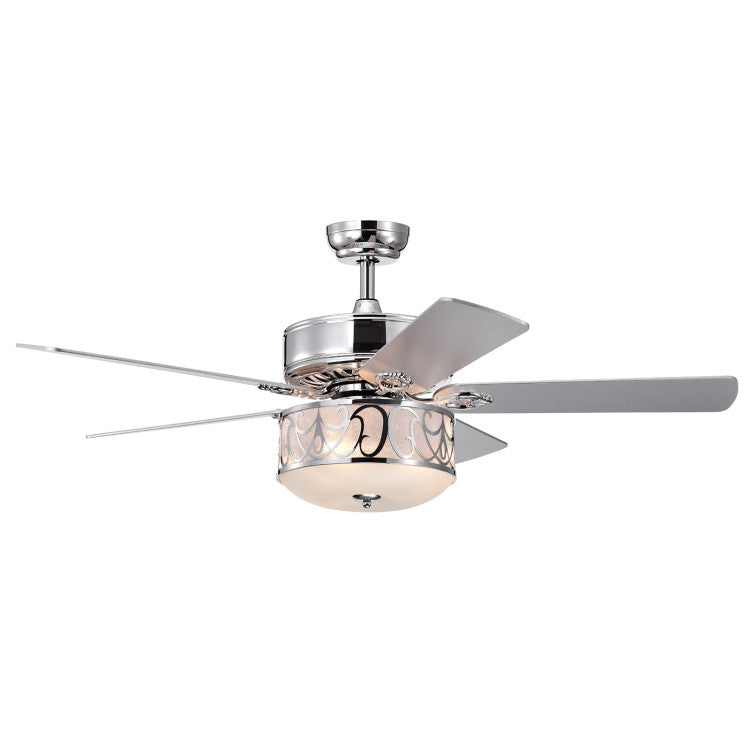 52 Inch Ceiling Fan with Light Reversible Blade and Adjustable Speed