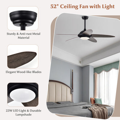 52 Inch Ceiling Fan with Lights and 3 Lighting Colors