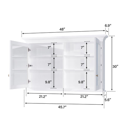 40 in.W x 30 in.H Surface-Mount Bathroom Medicine Cabinet with Mirror in White