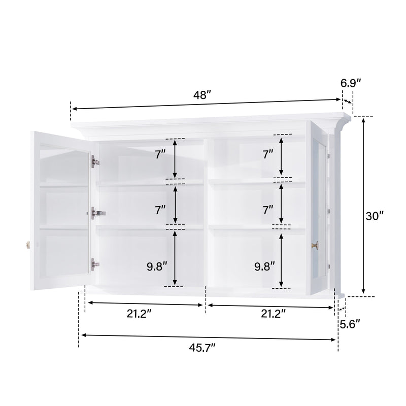 40 in.W x 30 in.H Surface-Mount Bathroom Medicine Cabinet with Mirror in White