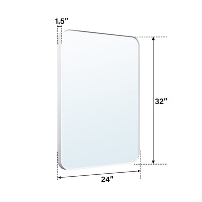 24-in W x 32-in H White Rectangular Framed Bathroom Vanity Mirror