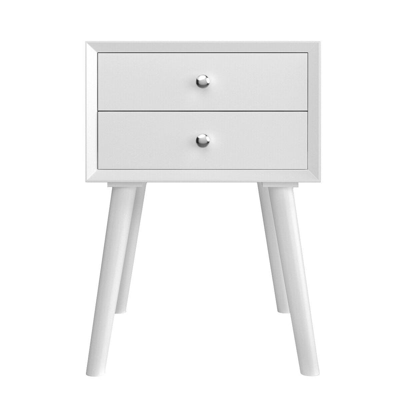 Square Nightstand End Side Table with 2 Drawers