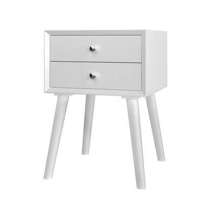 Square Nightstand End Side Table with 2 Drawers