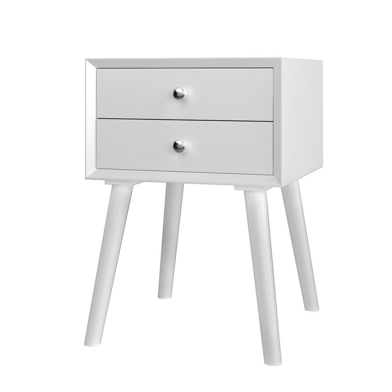 Square Nightstand End Side Table with 2 Drawers