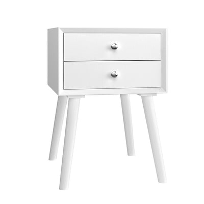 Square Nightstand End Side Table with 2 Drawers