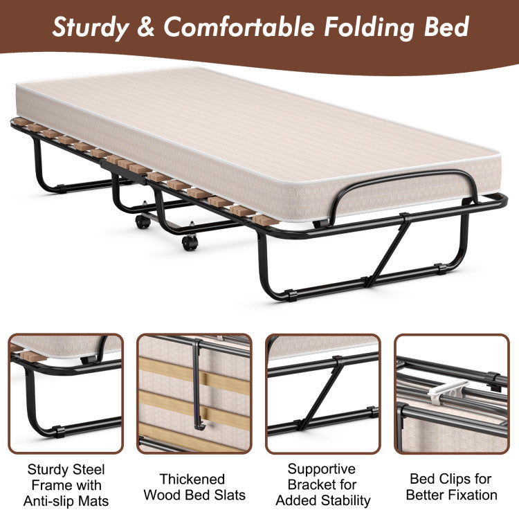 Made in Italy Folding Guest Bed with Memory Foam Mattress