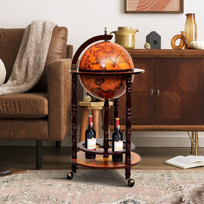 16th Century Wood Globe Wine Bar Stand