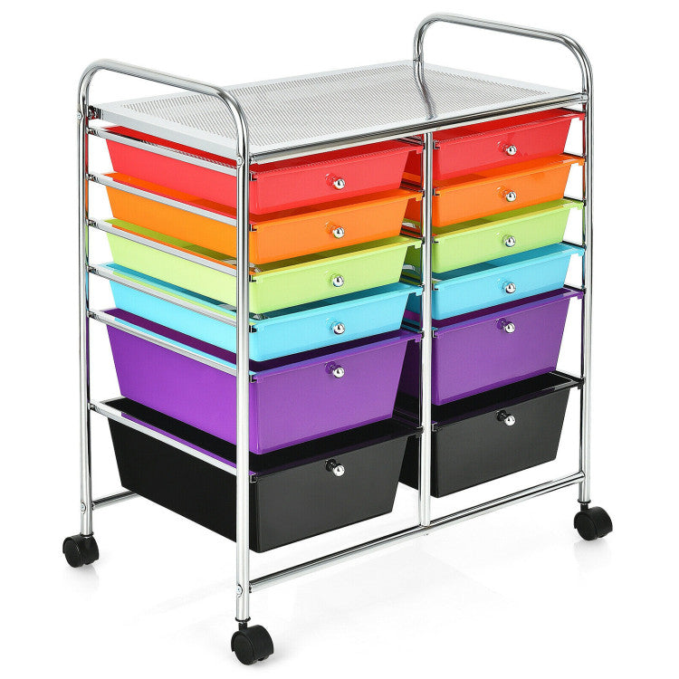 12 Drawers Rolling Cart Storage Scrapbook Paper Organizer Bins