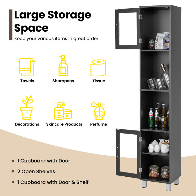 71 Inch Tall Tower Bathroom Storage Cabinet and Organizer Display Shelves for Bedroom