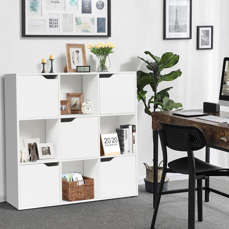 9-Cube Wooden Freestanding Bookcase for Home and Office