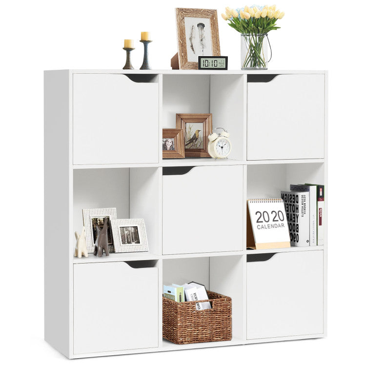 9-Cube Wooden Freestanding Bookcase for Home and Office