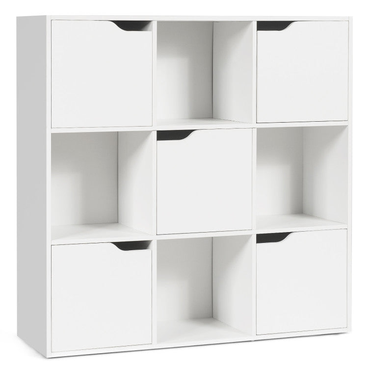 9-Cube Wooden Freestanding Bookcase for Home and Office