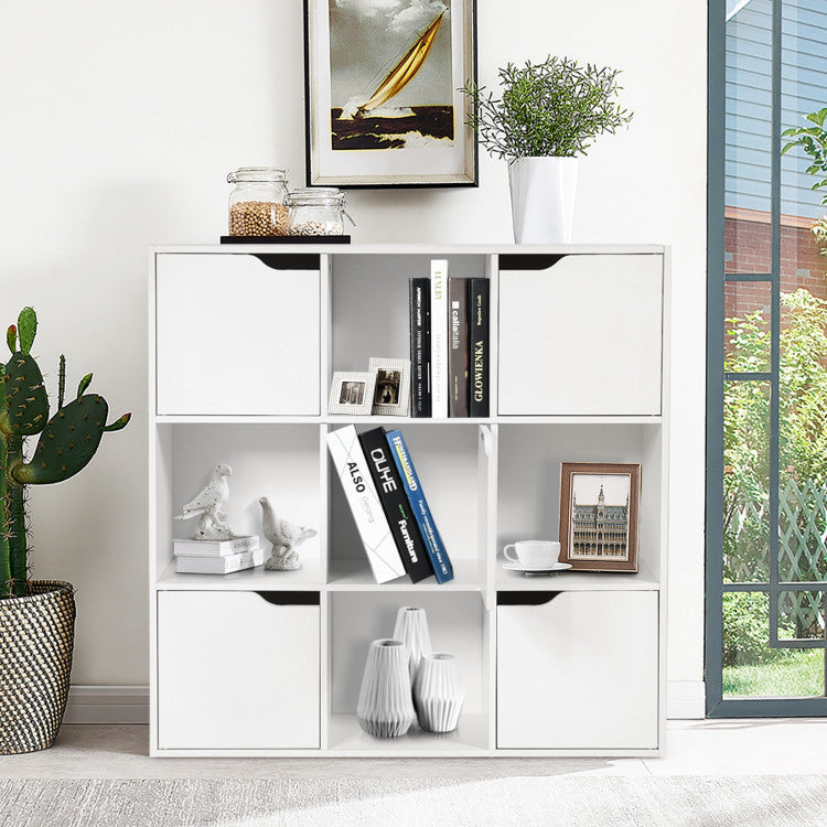 9-Cube Wooden Freestanding Bookcase for Home and Office