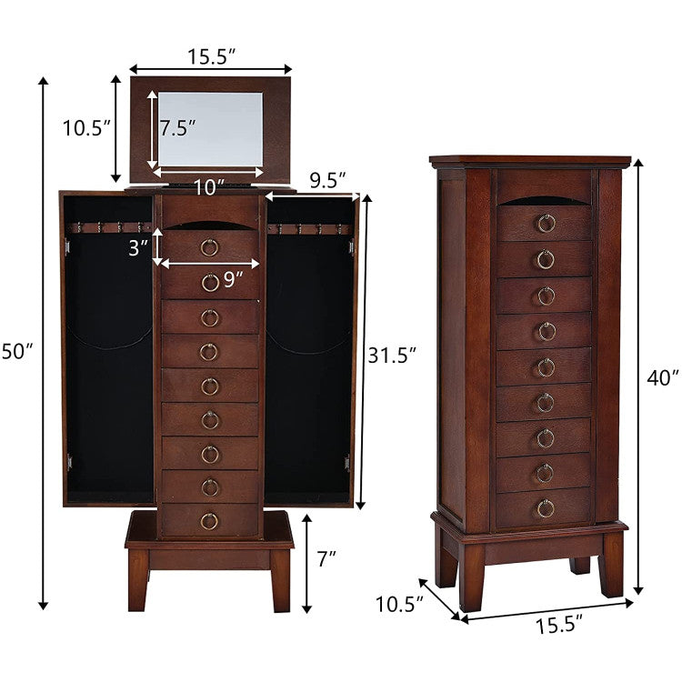 Jewelry Cabinet Armoire Storage Chest Stand Organizer