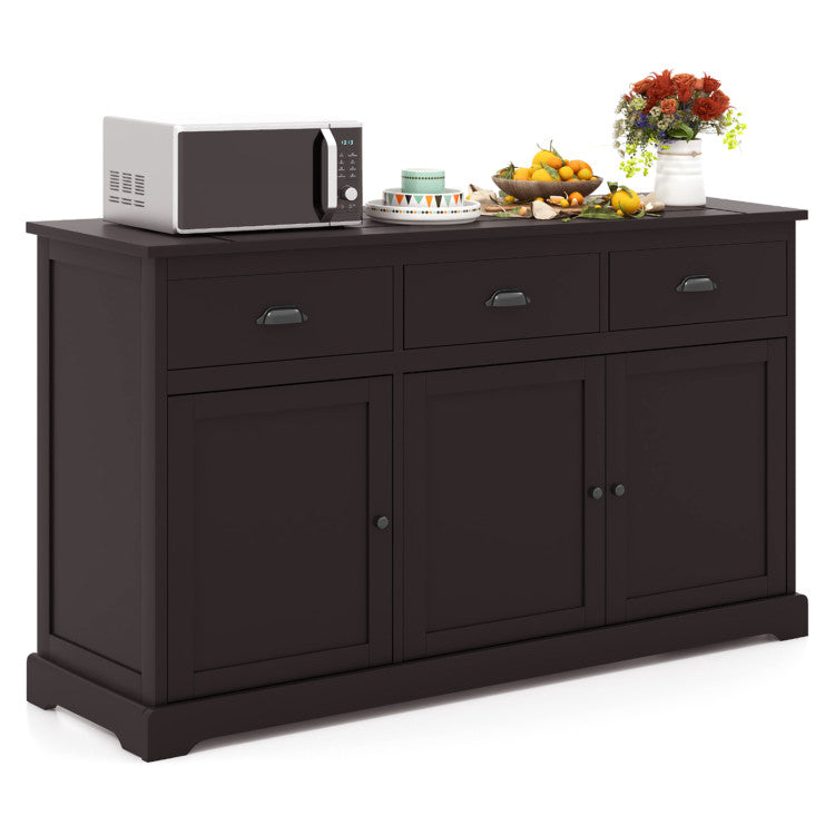 3 Drawers Sideboard Buffet Storage with Adjustable Shelves