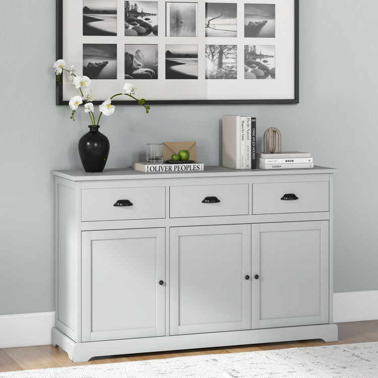 3 Drawers Sideboard Buffet Storage with Adjustable Shelves