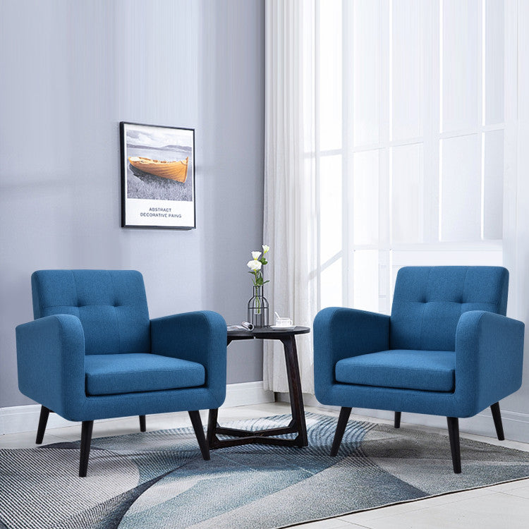 Modern Upholstered Comfy Accent Chair with Rubber Wood Legs