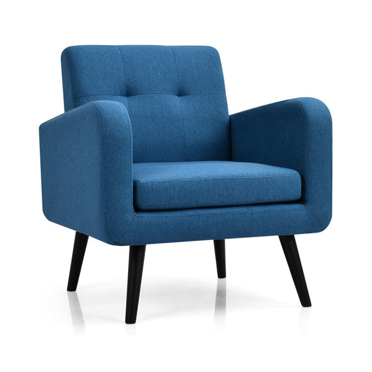 Modern Upholstered Comfy Accent Chair with Rubber Wood Legs