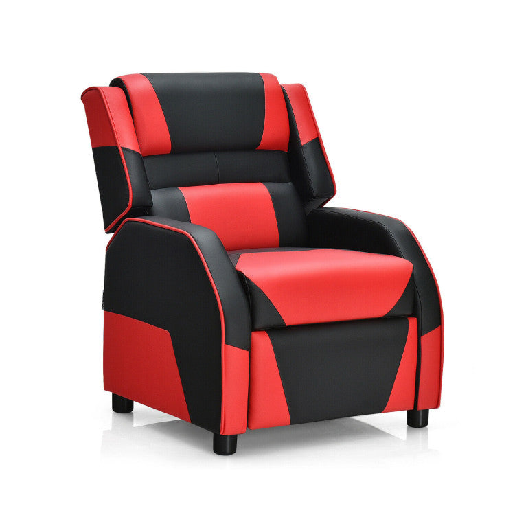 Kids Youth Gaming Sofa Recliner w/Headrest & Footrest PU Leather Red