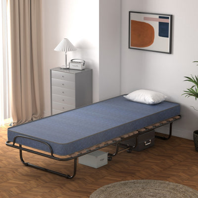 Made in Italy Portable Folding Bed with Memory Foam Mattress and Sturdy Metal Frame