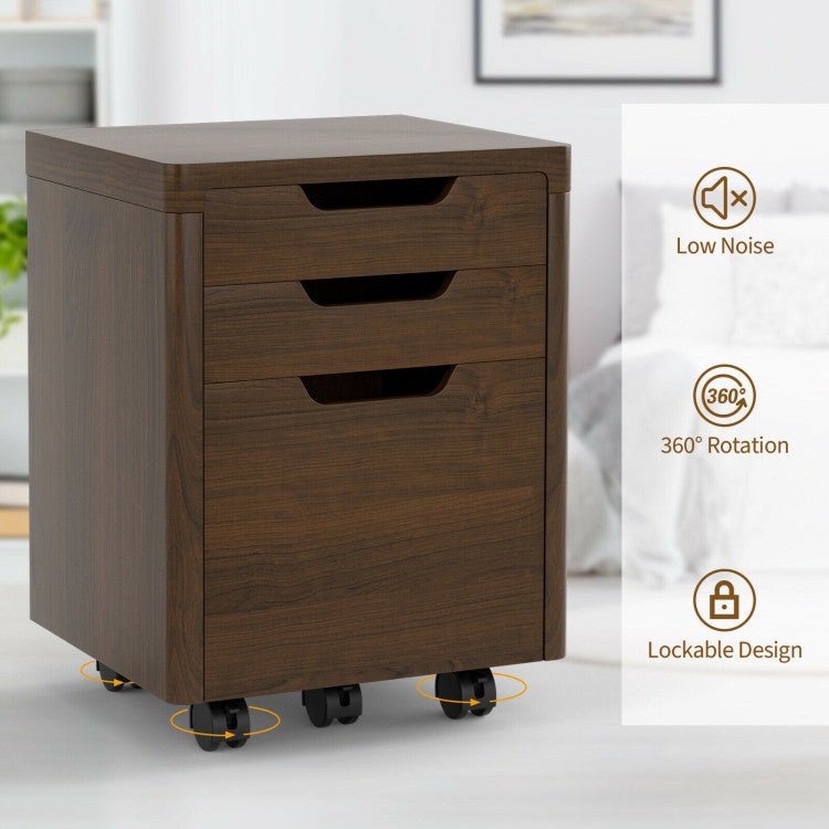 3 Drawer Mobile File Cabinet with Lockable Casters