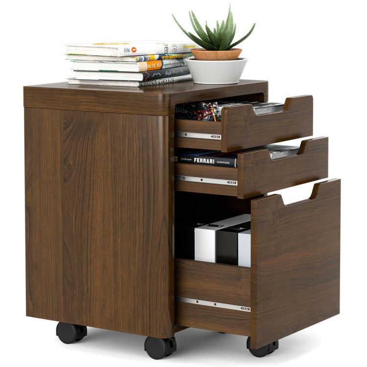 3 Drawer Mobile File Cabinet with Lockable Casters