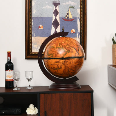 19 Inch 16th Century Nautical Map Tabletop Globe Wine Cabinet