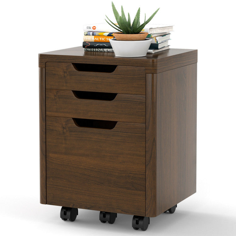 3 Drawer Mobile File Cabinet with Lockable Casters