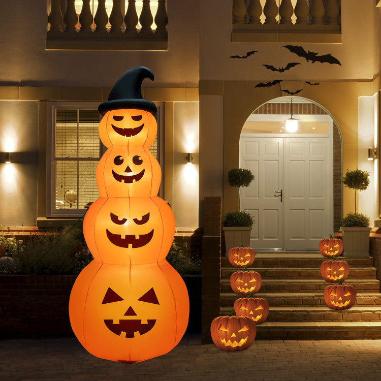 8 Feet Inflatable Halloween Pumpkins Stack with Built-in LED Lights