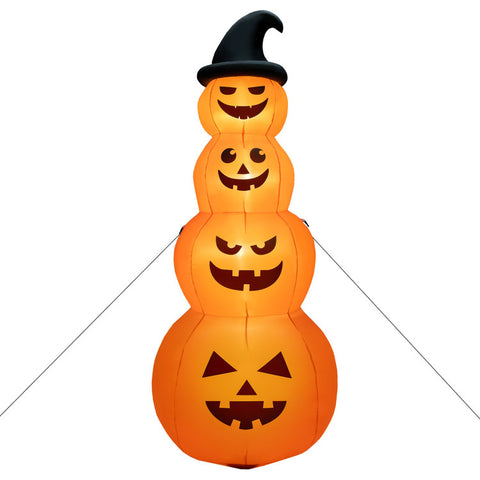 8 Feet Inflatable Halloween Pumpkins Stack with Built-in LED Lights