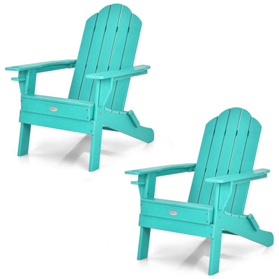 Foldable Weather Resistant Patio Chair with Built-in Cup Holder Turquoise