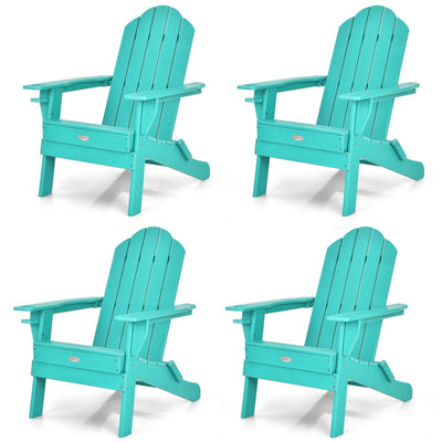 Foldable Weather Resistant Patio Chair with Built-in Cup Holder Turquoise