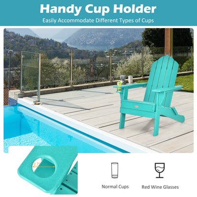 Foldable Weather Resistant Patio Chair with Built-in Cup Holder Turquoise