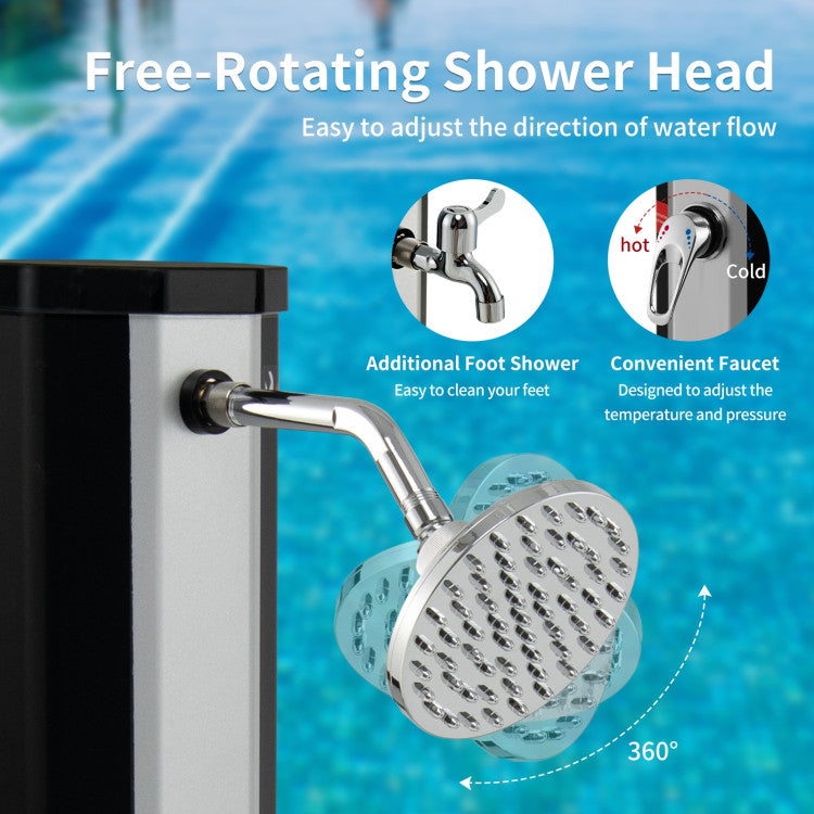 7.2 Feet 9.3 Gallon Solar Heated Shower with Adjustable Head and Foot Tap