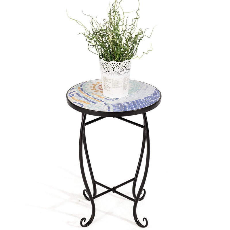 Outdoor Indoor Steel Accent Plant Stand Cobalt Table