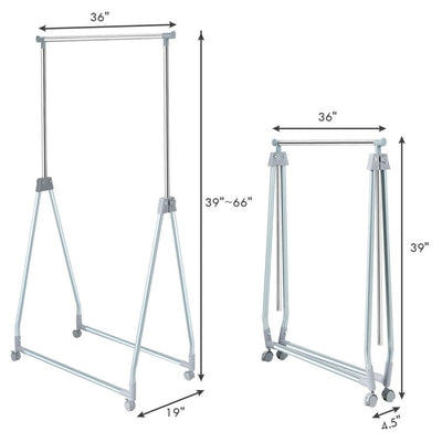 Extendable Foldable Heavy Duty Clothing Rack with Hanging Rod