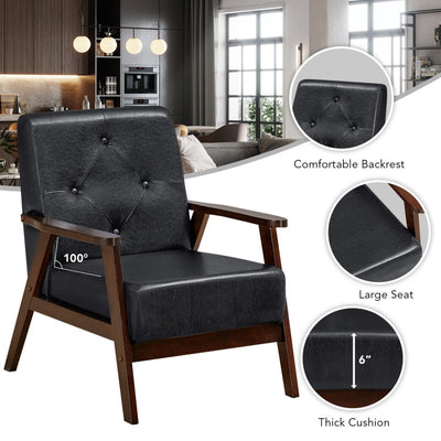 Classic Accent Armchair with Rubber Wood Legs and Armrests