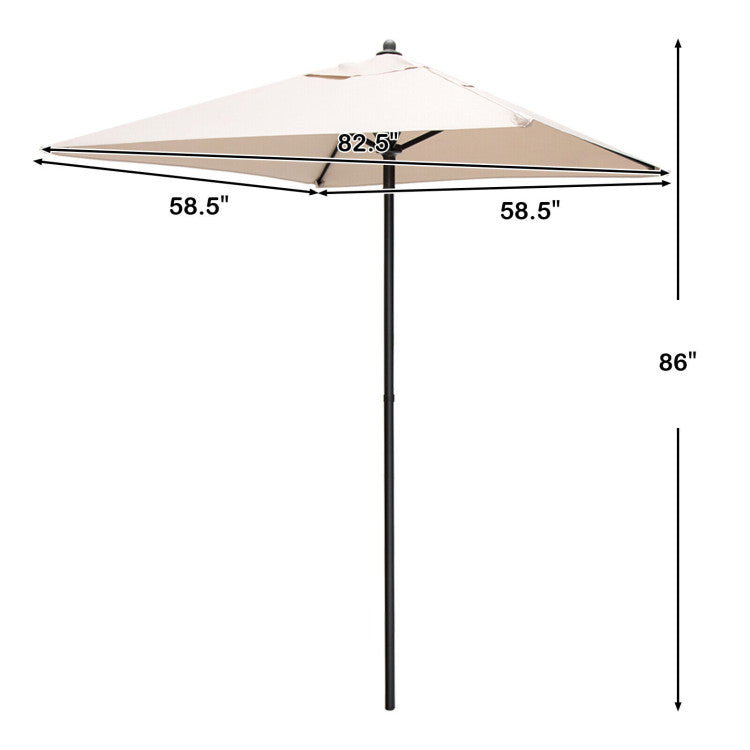 5 Feet Patio Square Market Table Umbrella Shelter with 4 Sturdy Ribs