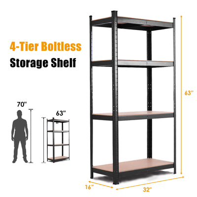 Adjustable Heavy Duty 4 Level Garage Tool Shelf Storage--Black